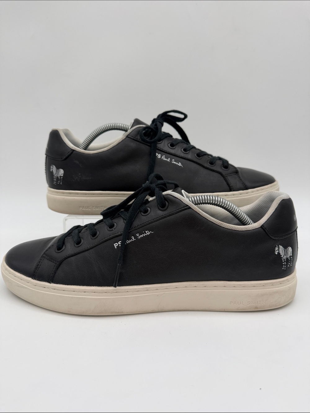 PS Paul Smith "Rex" Black Leather Zebra Trainers Men's Size 10.5